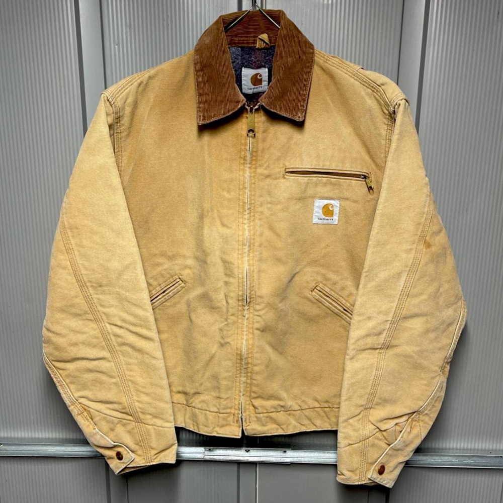 Vintage 90s Carhartt Jacket Tan w Corduroy Colllar